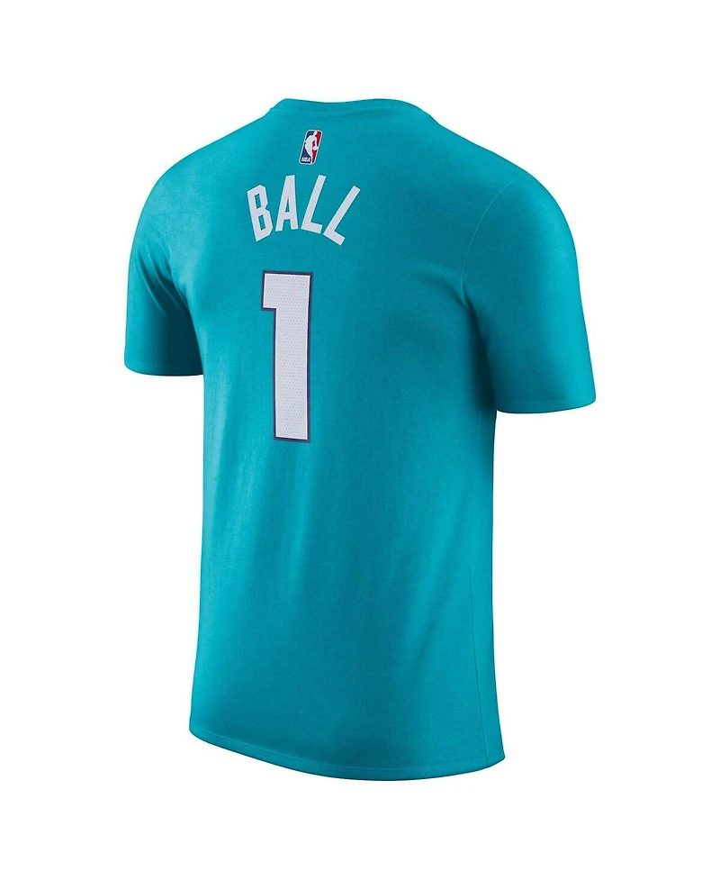 Men's Nike LaMelo Ball Teal Charlotte Hornets Icon 2022/23 Name and Number T-shirt