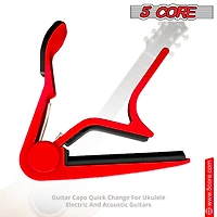 5Core Capo Acoustic Electric Guitar 6 String Kapo Clip For Banjo Mandolin Ukulele - Capo Red