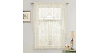 Kate Aurora Shabby Living Lena Floral Lace Complete Kitchen Curtain Tier & Swag Set