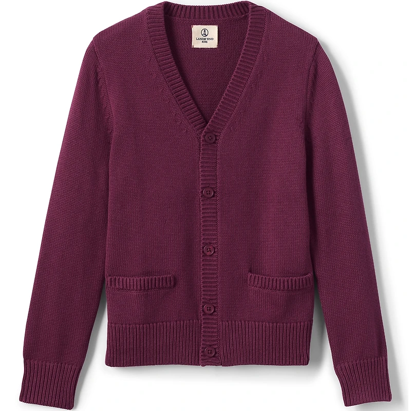 Lands' End Boys Cotton Modal Button Front Cardigan Sweater