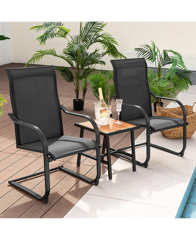 2pcs C-Spring Motion Patio Dining Chairs All Weather Heavy Duty Outdoor