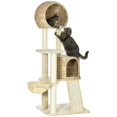 PawHut 59 Inch Cat Tree for Indoor Cats with Cat Condo, Hammock,