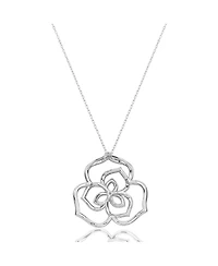 Suzy Levian New York Suzy Levian Sterling Silver Cubic Zirconia Open Wild Flower Pendant Necklace