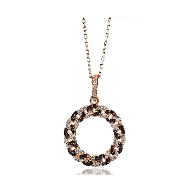 Suzy Levian Sterling Silver Cubic Zirconia Interlocked Circle Pendant Necklace