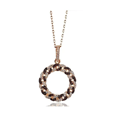 Suzy Levian Sterling Silver Cubic Zirconia Interlocked Circle Pendant Necklace