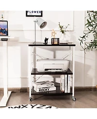 3-Tier Kitchen Baker's Rack Microwave Oven Storage Cart w/ Hooks