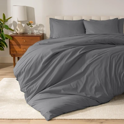 Bare Home Organic Cotton Percale Duvet Cover Set Full/Queen