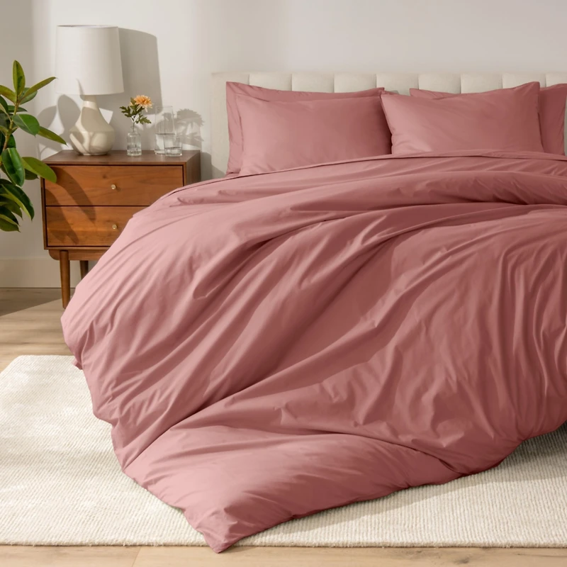Bare Home Organic Cotton Percale Duvet Cover Set Full/Queen