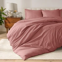 Bare Home Organic Cotton Percale Duvet Cover Set Full/Queen