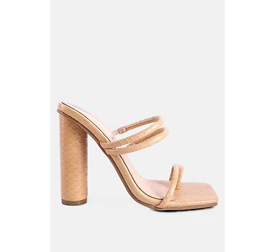 Womens Dandelion High Block Heeled Croc Sandals