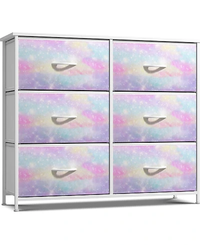 Sorbus 6 Drawers Dresser- Storage Unit with Steel Frame, Wood Top, Fabric Bins - for Bedroom, Closet