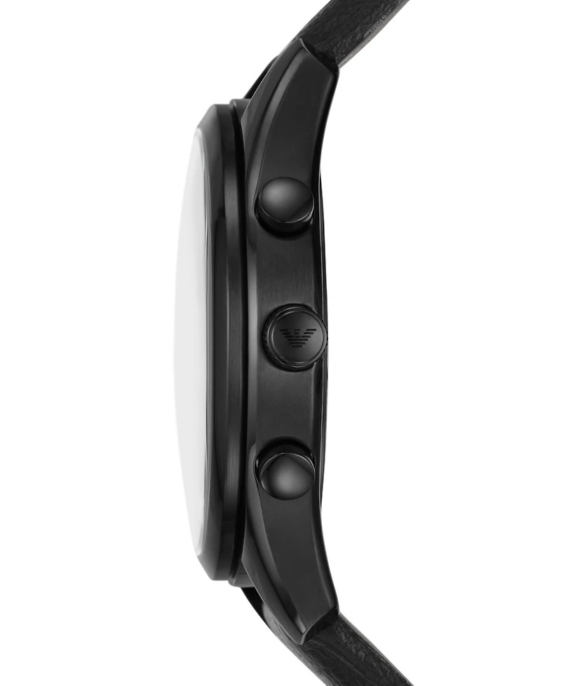 Emporio Armani Men's Chronograph Black Leather Strap Watch 41mm