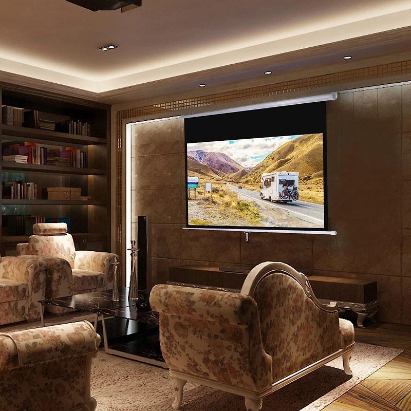 Instahibit 72" 16:9 4K Manual Projection Screen Pull Down Projector Home Movie