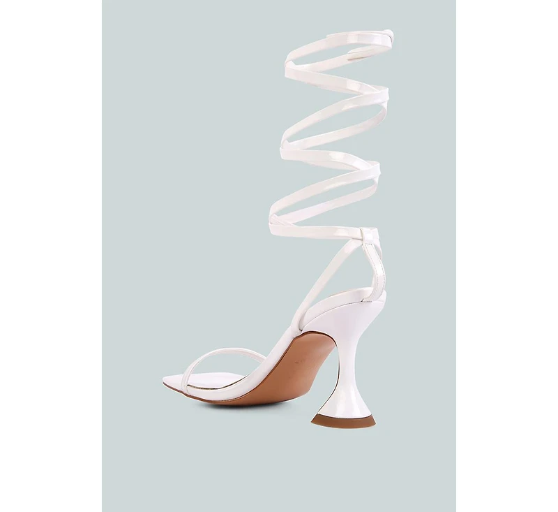 Women's Lewk Strappy Tie Up Spool Heel Sandals