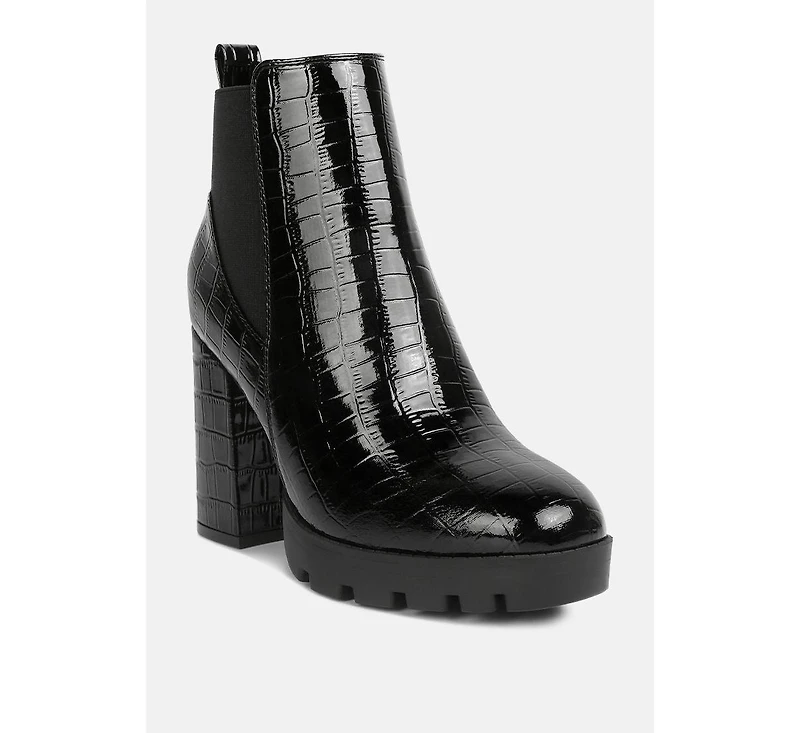 Women's foxy faux leather croc Chelsea boots