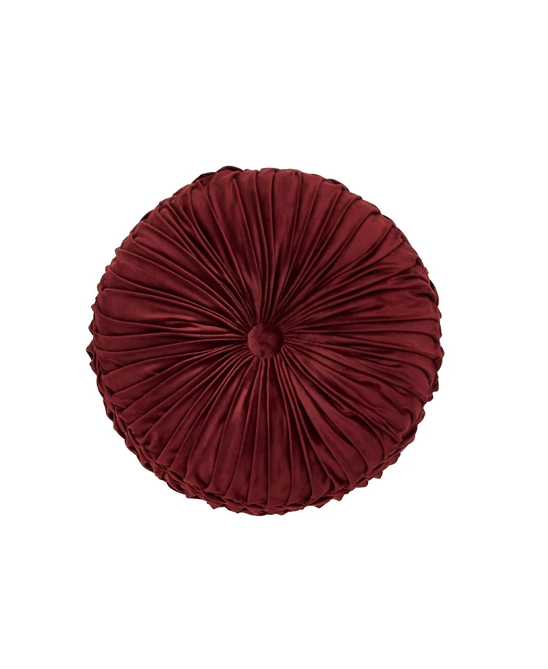 Five Queens Court Bordeaux Tufted Round Decorative Pillow, 15" Round