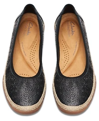 Clarks Women's Elaina Rae Textured Jute-Trim Flats
