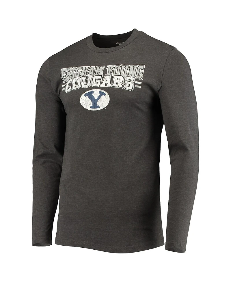 Men's Concepts Sport Navy, Heathered Charcoal Distressed Byu Cougars Meter Long Sleeve T-shirt and Pants Sleep Set
