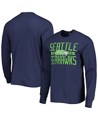 Men's '47 Brand College Navy Distressed Seattle Seahawks Wide Out Franklin Long Sleeve T-shirt