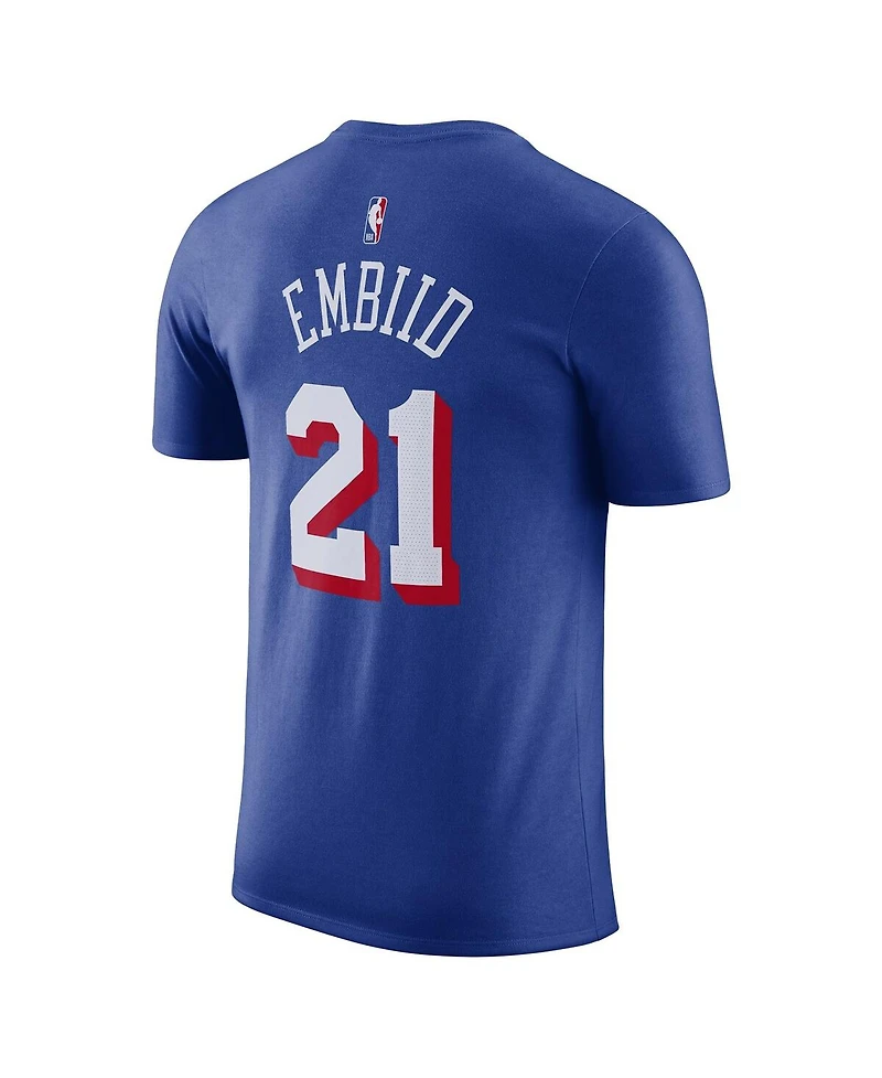 Men's Nike Joel Embiid Royal Philadelphia 76ers Name and Number T-shirt