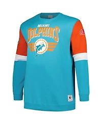 Men's Mitchell & Ness Aqua Miami Dolphins Big and Tall Fleece Pullover Sweatshirt