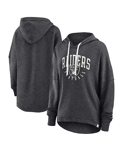 Women's Fanatics Charcoal Distressed Las Vegas Raiders Lounge Helmet Arch Pullover Hoodie