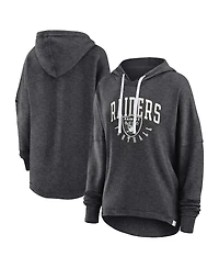 Women's Fanatics Charcoal Distressed Las Vegas Raiders Lounge Helmet Arch Pullover Hoodie