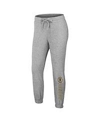 Women's Wear by Erin Andrews Heather Gray Boston Bruins Knit Long Sleeve Tri-Blend T-shirt and Pants Sleep Set
