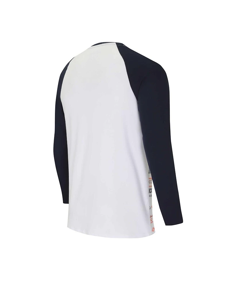Men's Concepts Sport White, Navy Denver Broncos Tinsel Raglan Long Sleeve T-shirt and Pants Sleep Set