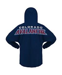 Women's Fanatics Navy Colorado Avalanche Jersey Lace-Up V-Neck Long Sleeve Hoodie T-shirt