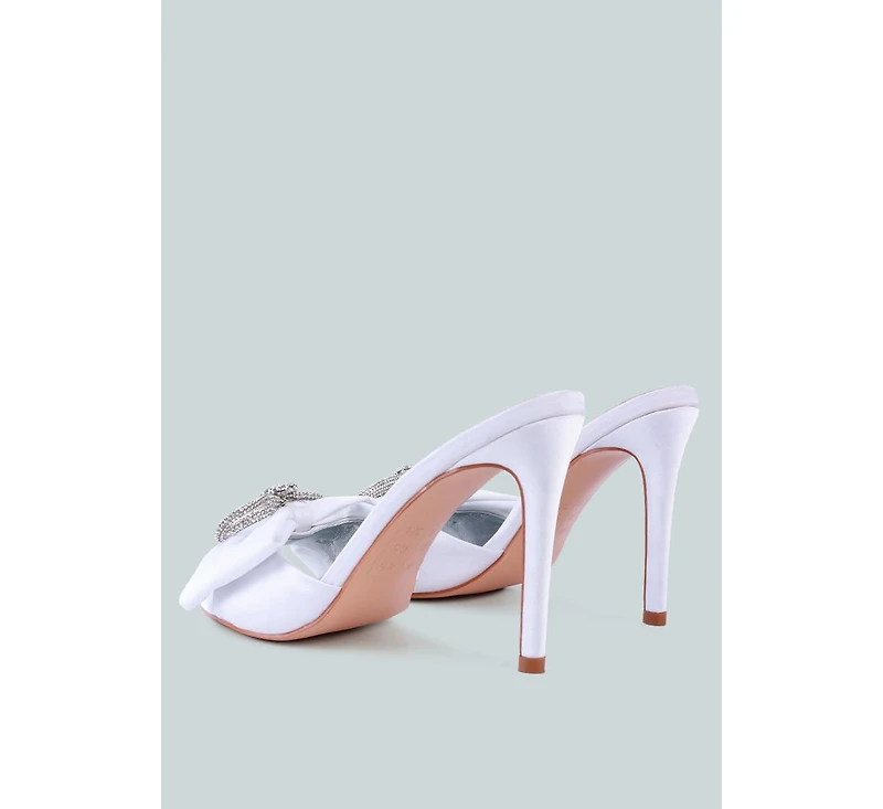Womens Brag In Rhinestone Embellished Bow Satin Heels sandals