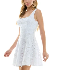 City Studios Juniors' Square-Neck Fit & Flare Skater Dress