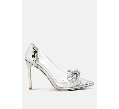 Women Erika Rhinestones Embellished Clear Pump Shoes