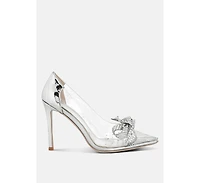 Women Erika Rhinestones Embellished Clear Pump Shoes