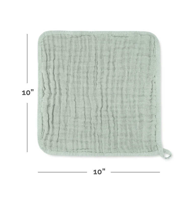 Comfy Cubs Muslin Washcloths, Pack of 10 with Gift Box
