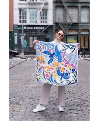 Jessie Zhao New York Double Sided Silk Scarf of Blue Birds