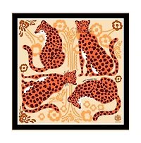 Jessie Zhao New York Silk Bandana Scraf Of Leopards With Floral Fountain