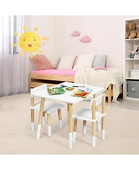 Kids Wooden Table & 2 Chairs Set Children Activity Table Set