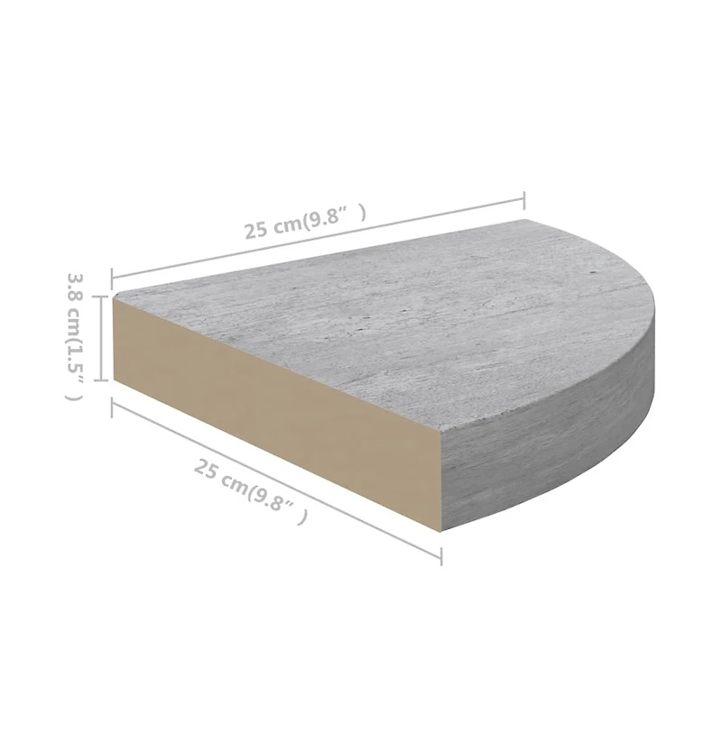Wall Corner Shelves 4 pcs Concrete Gray 9.8"x9.8"x1.4" Mdf
