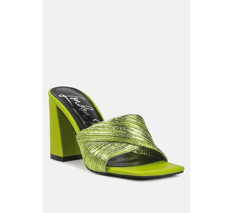 Womens Salty You Crinkled Triangular Block Heel Sandals