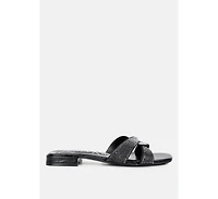 Women's Rum Cake Cross Strap Rhinestone Sandals