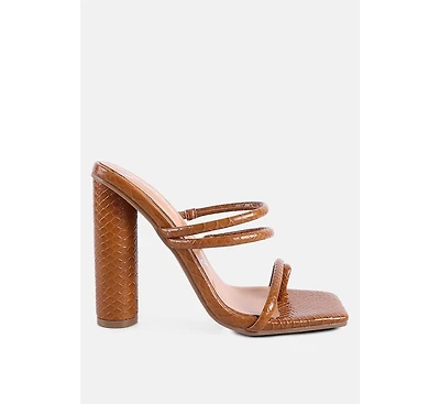 Womens Dandelion High Block Heeled Croc Sandals