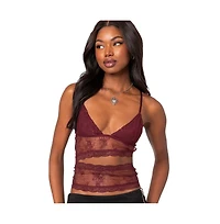 Women's Spice cut out sheer lace tank top