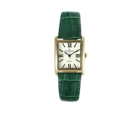 Peugeot Women's Tank Watch Roman Dial Green Leather Strap