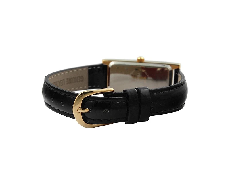 Peugeot Women 36x18mm Watch Glossy Black Leather Strap