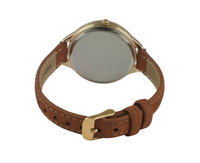 Peugeot Women 38mm Watch Multi Function Suede Leather Strap