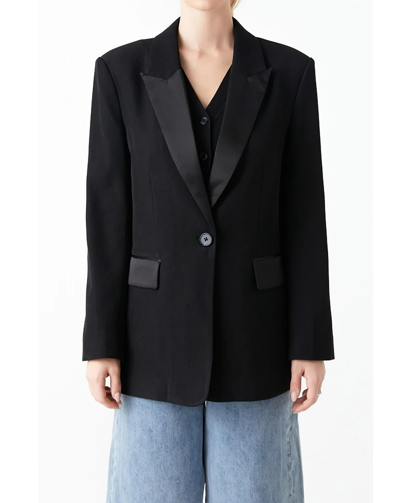 Grey Lab Women's Tuxedo Oversized Jacket
