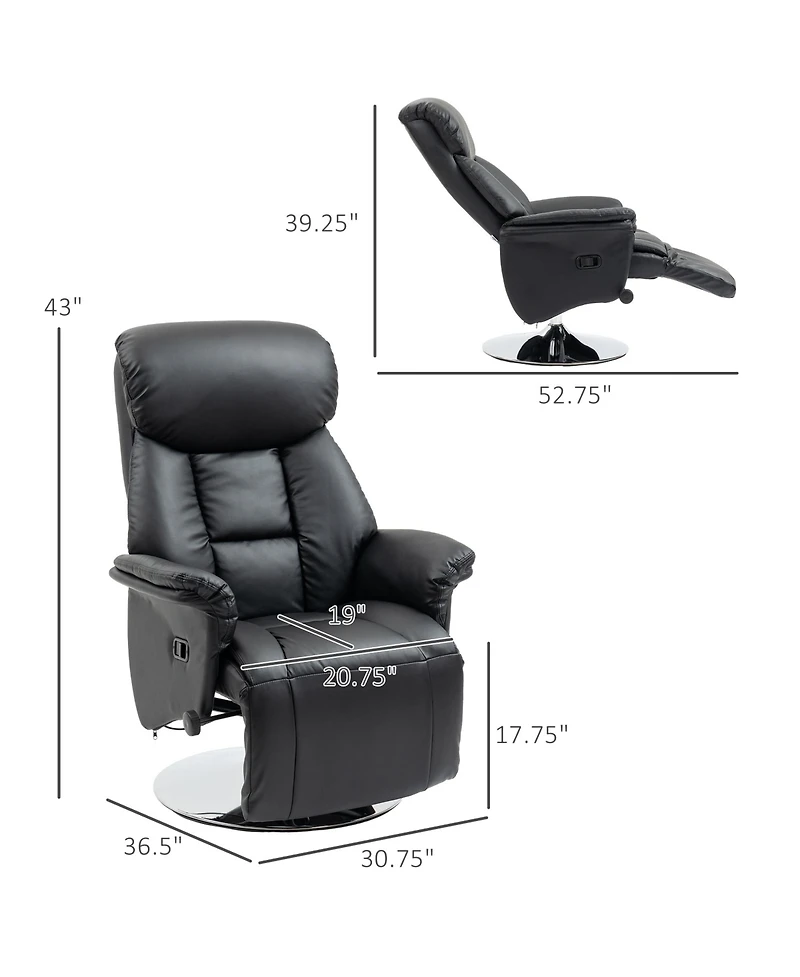 Homcom Adjustable Swivel Recliner Chair with Padded Arms