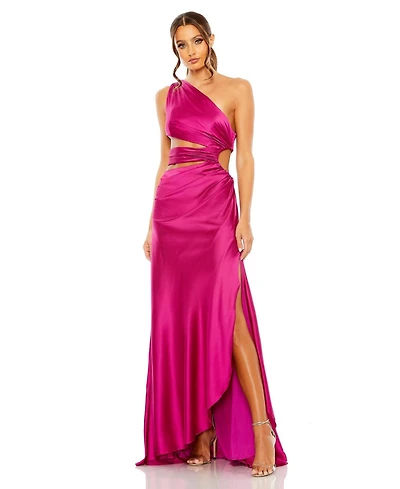 Mac Duggal Women's Cut Out One Shoulder Satin Gown