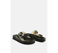 Womens Minata Platform Buckled Slide Sandals